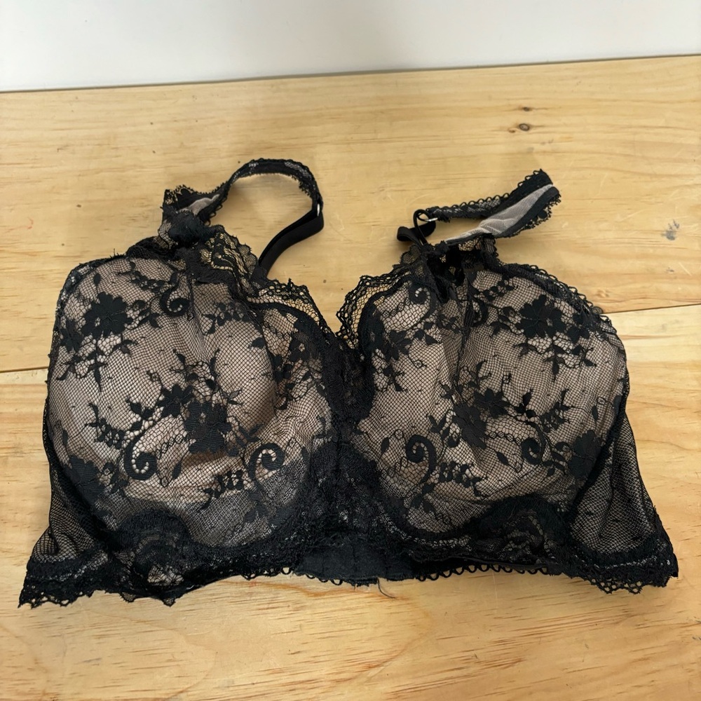 Victoria’s secret black lace lined bustier bra 34dd
